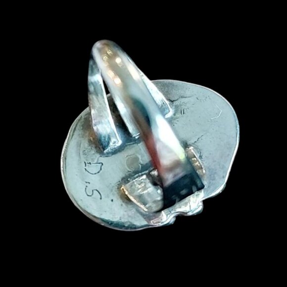 Vintage Navajo Sterling Silver Rope Tear-Drop Turquoise Ring Sz 7 App - Picture 8 of 11